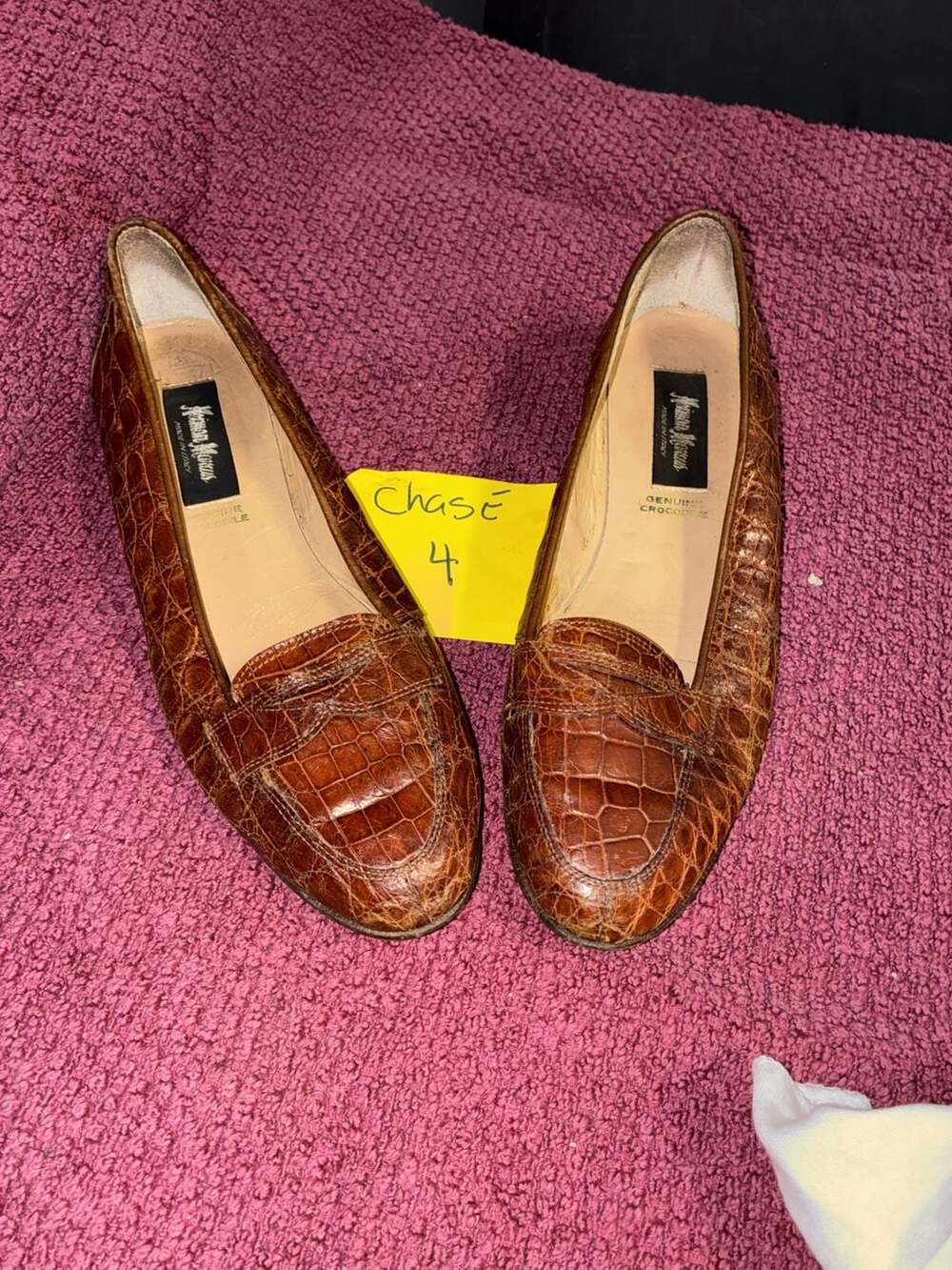 Neiman Marcus Vintage Women's Brown Genuine Crocodile Penny Loafers